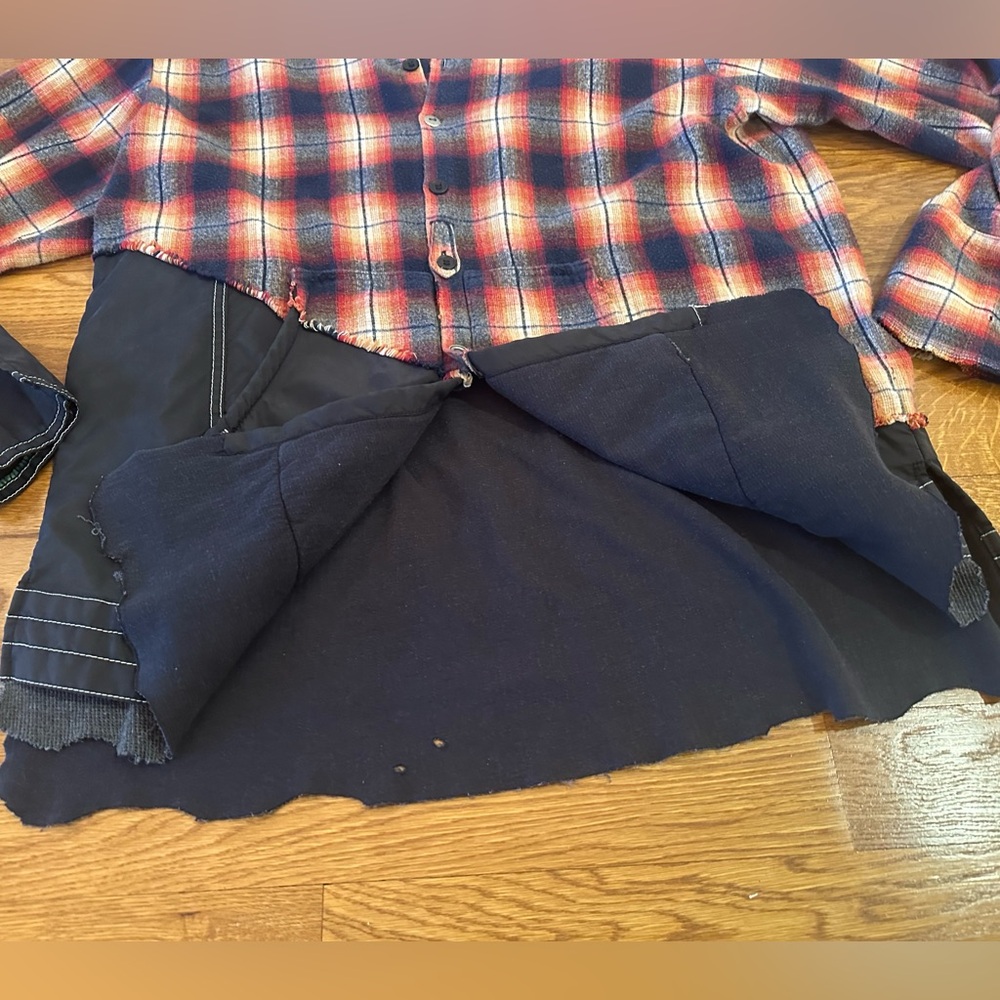 Greg Lauren - Birdwell Panelled Distressed Checked Cotton-Flannel & Nylon Shirt - Picture 14 of 15